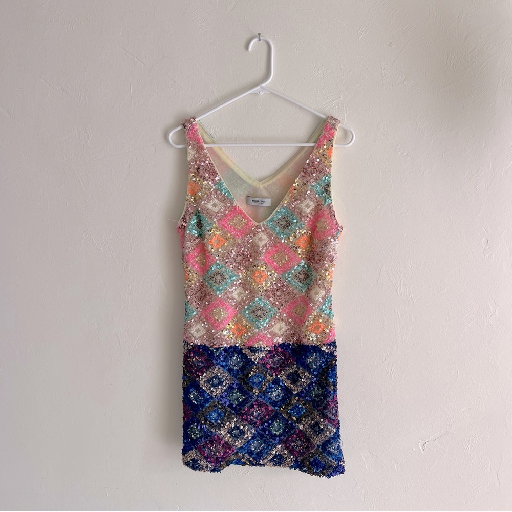 Rachel Comey Carissa Dress Colorful Sequin Mini V Neck Shift Party 2 - Picture 3 of 12